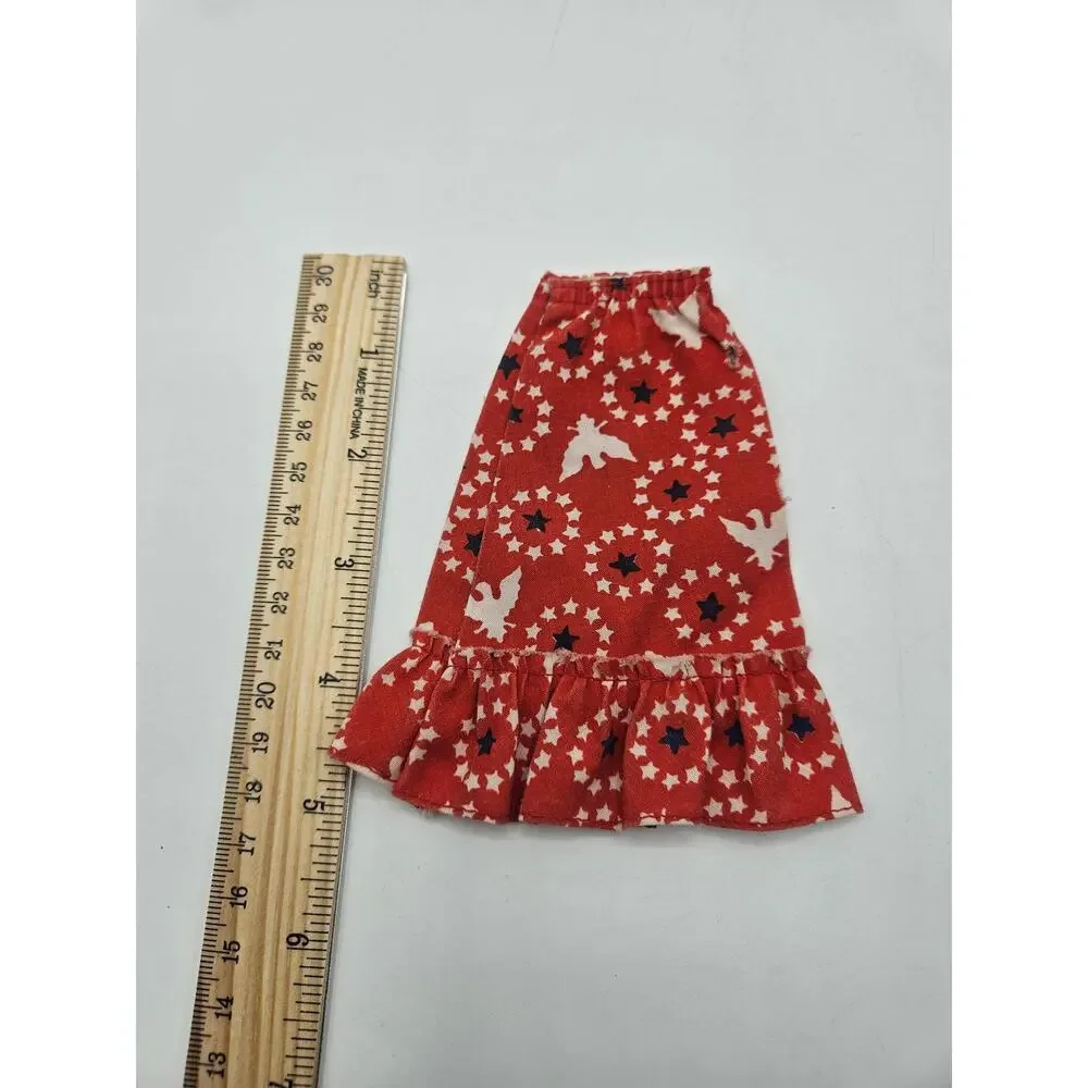 Vintage 1976‎ Barbie Red White Blue Eagle Bird Stars Print Skirt Mod #9161